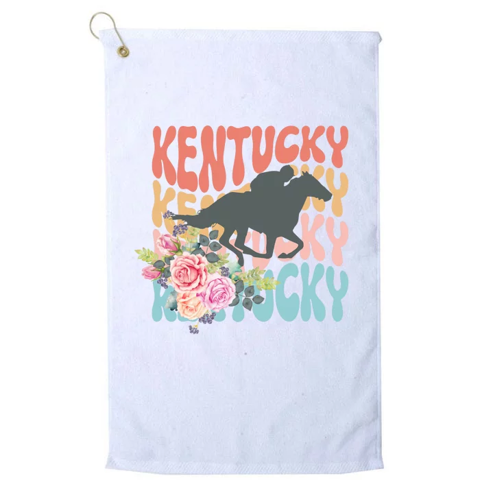 Kentucky Horse Floral Colorful Retro Platinum Collection Golf Towel