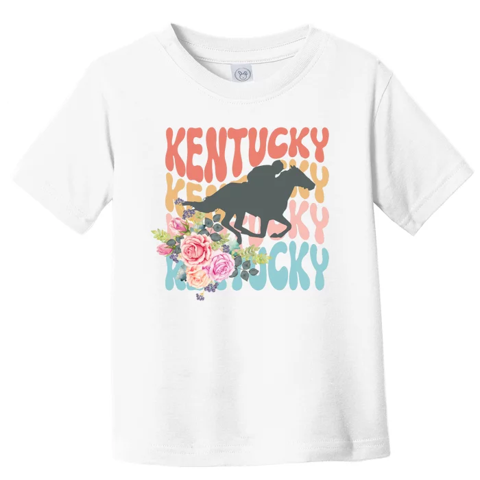 Kentucky Horse Floral Colorful Retro Toddler T-Shirt