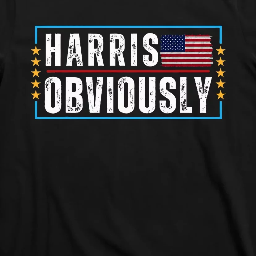 Kamala Harris For President 2024 Harris Obviously Usa Flag T-Shirt