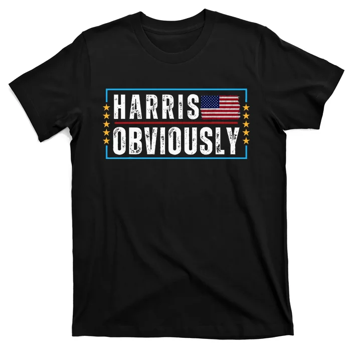 Kamala Harris For President 2024 Harris Obviously Usa Flag T-Shirt