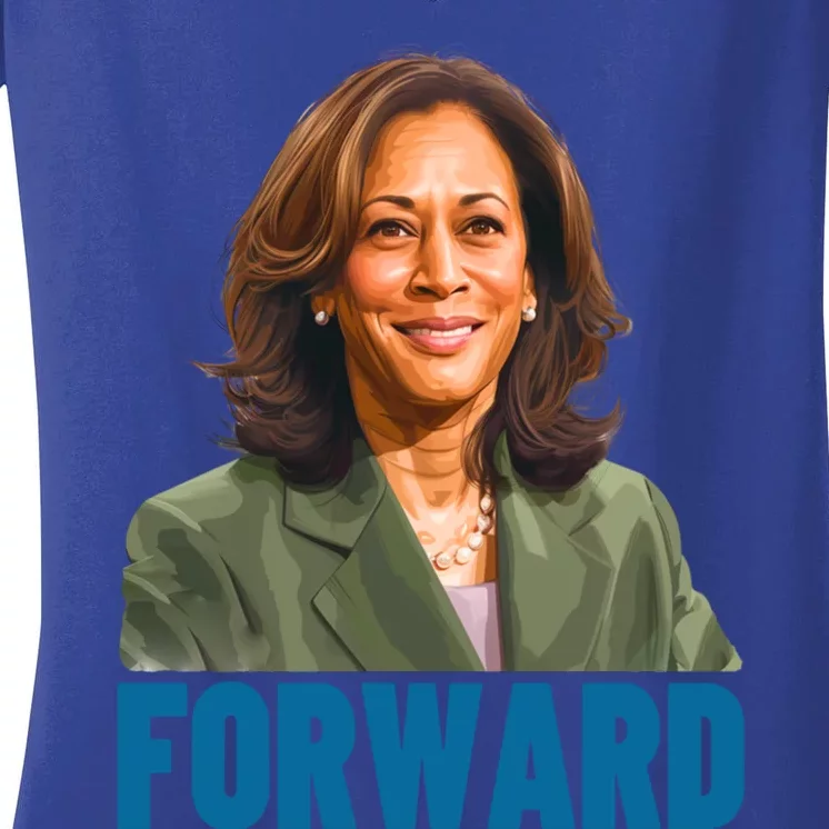 Kamala Harris Forward 2024 Portrait Outfit Vote Election Great Gift Women's V-Neck T-Shirt