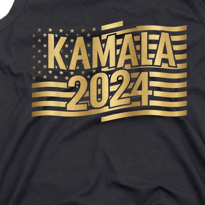 Kamala Harris For President 2024 Gold Flag And Kamala Gift Tank Top