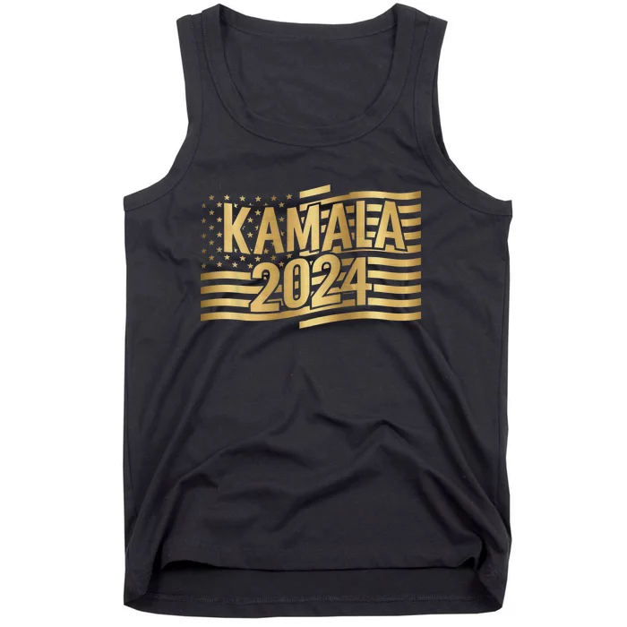 Kamala Harris For President 2024 Gold Flag And Kamala Gift Tank Top