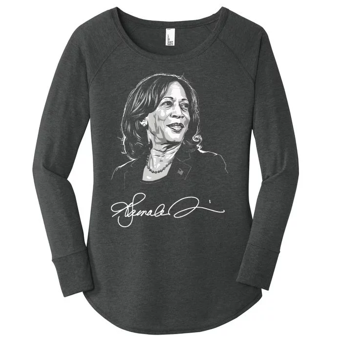 Kamala Harris For President 2024 With Signature Women's Perfect Tri Tunic Long Sleeve Shirt