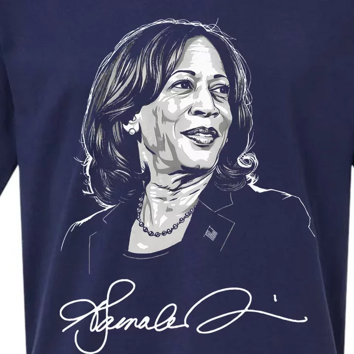 Kamala Harris For President 2024 With Signature Sueded Cloud Jersey T-Shirt