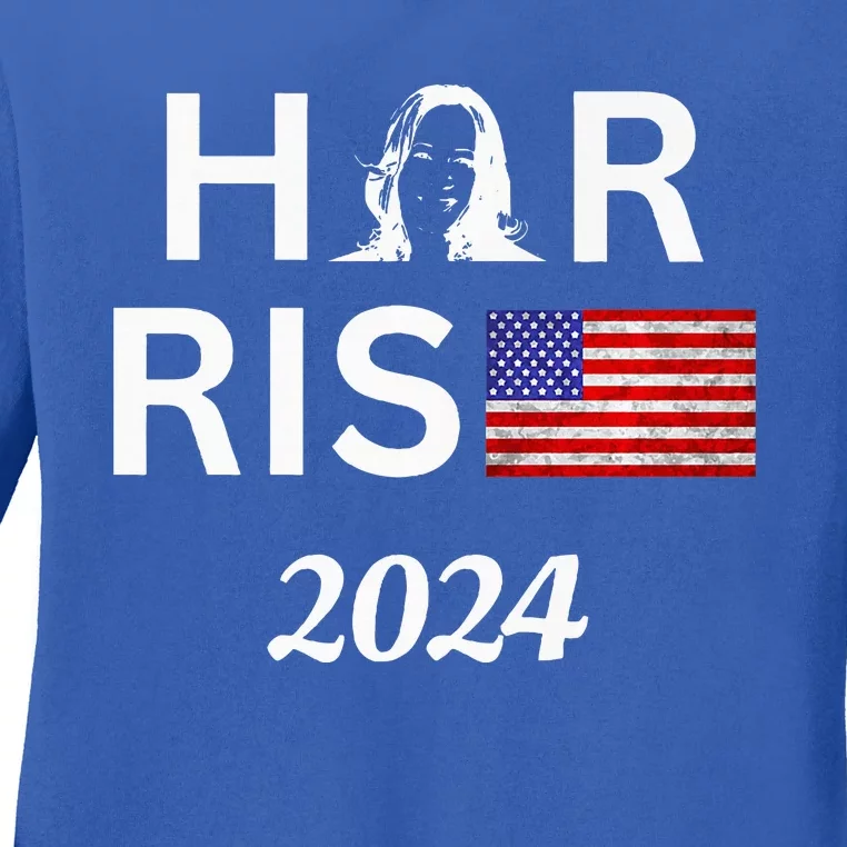 Kamala Harris Flag Her Rise 2024 For President Ladies Long Sleeve Shirt