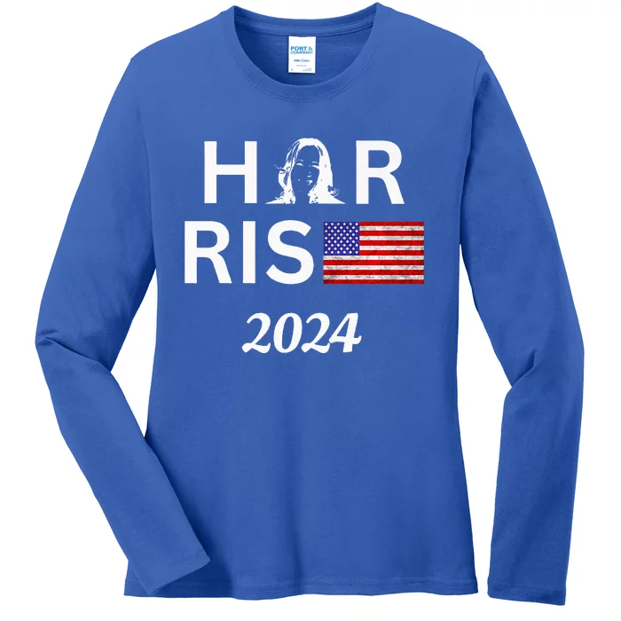 Kamala Harris Flag Her Rise 2024 For President Ladies Long Sleeve Shirt