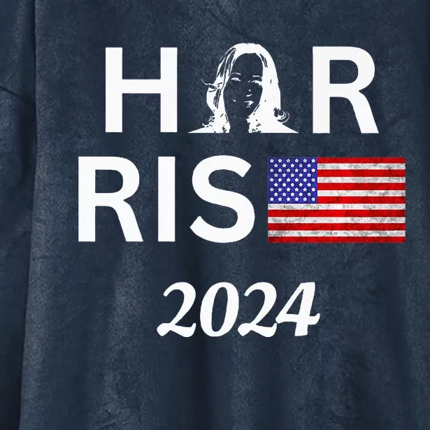 Kamala Harris Flag Her Rise 2024 For President Hooded Wearable Blanket