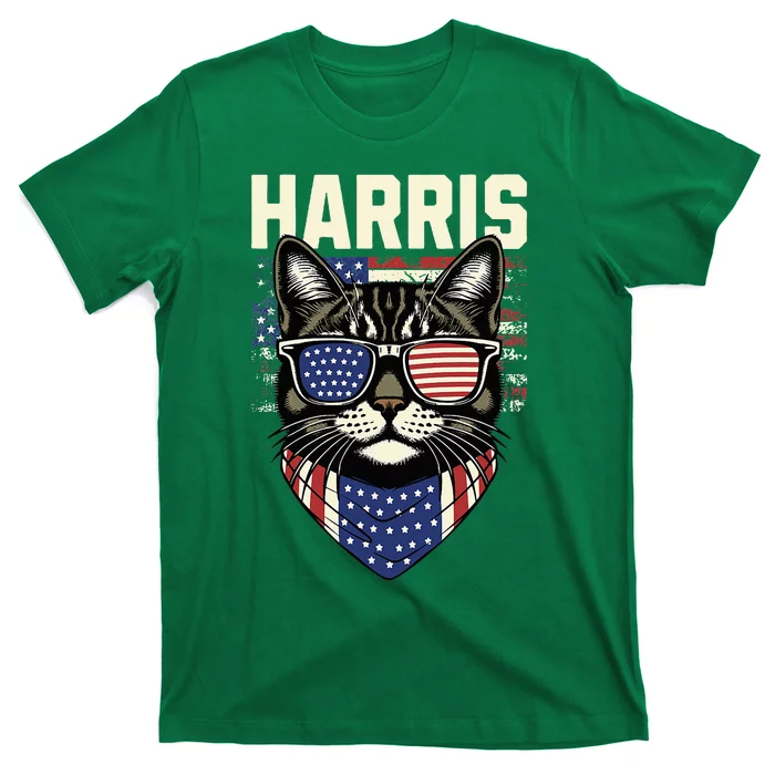 Kamala Harris For President 2024 Funny Cat Graphic T-Shirt