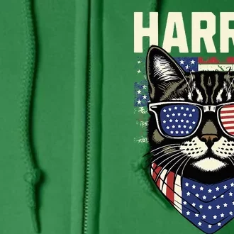 Kamala Harris For President 2024 Funny Cat Graphic Full Zip Hoodie