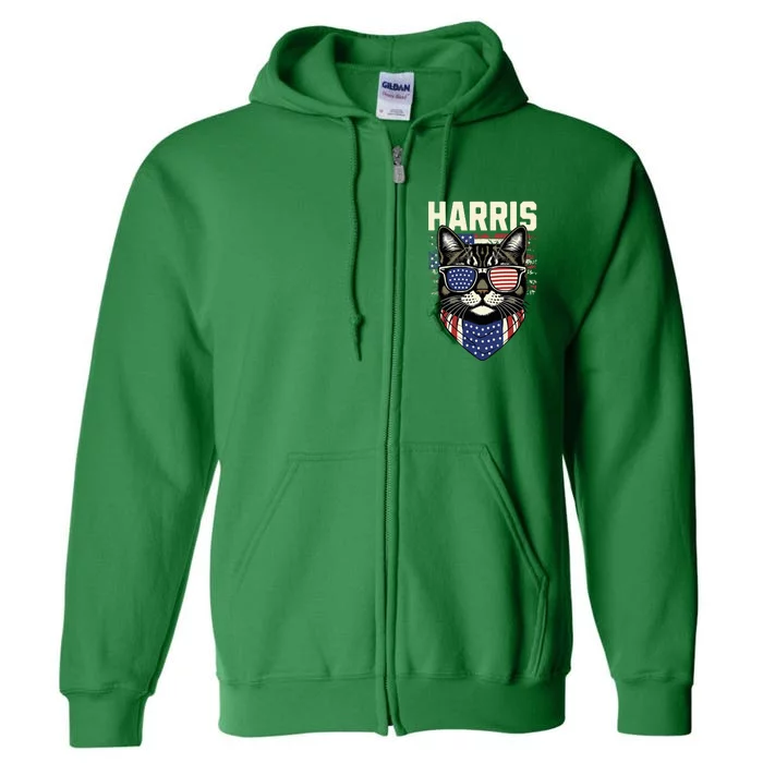 Kamala Harris For President 2024 Funny Cat Graphic Full Zip Hoodie