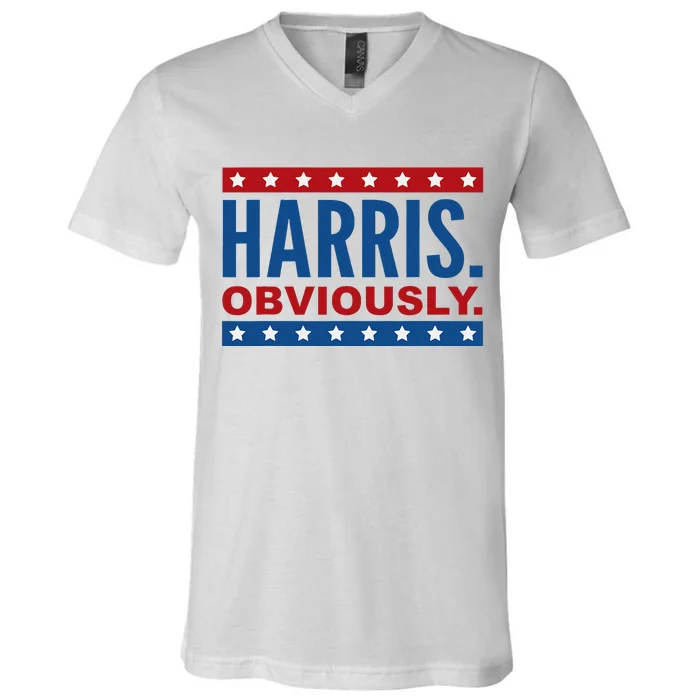 Kamala Harris For President Obviously 2024 V-Neck T-Shirt