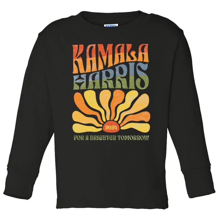 Kamala Harris For A Brighter Tomorrow 2024 Boho Aesthetic Gift Toddler Long Sleeve Shirt