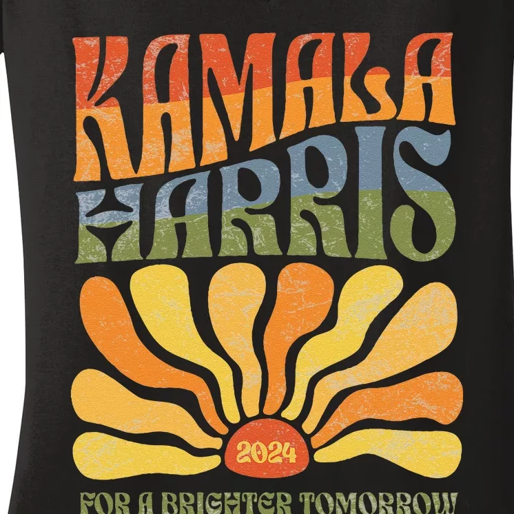 Kamala Harris For A Brighter Tomorrow 2024 Boho Aesthetic Gift Women's V-Neck T-Shirt