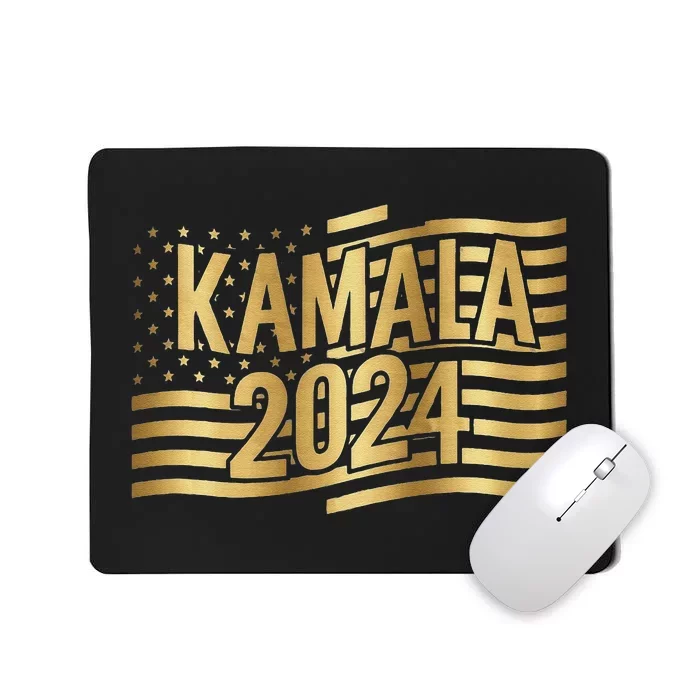 Kamala Harris For President 2024 Gold Flag And Kamala Text Gift Mousepad