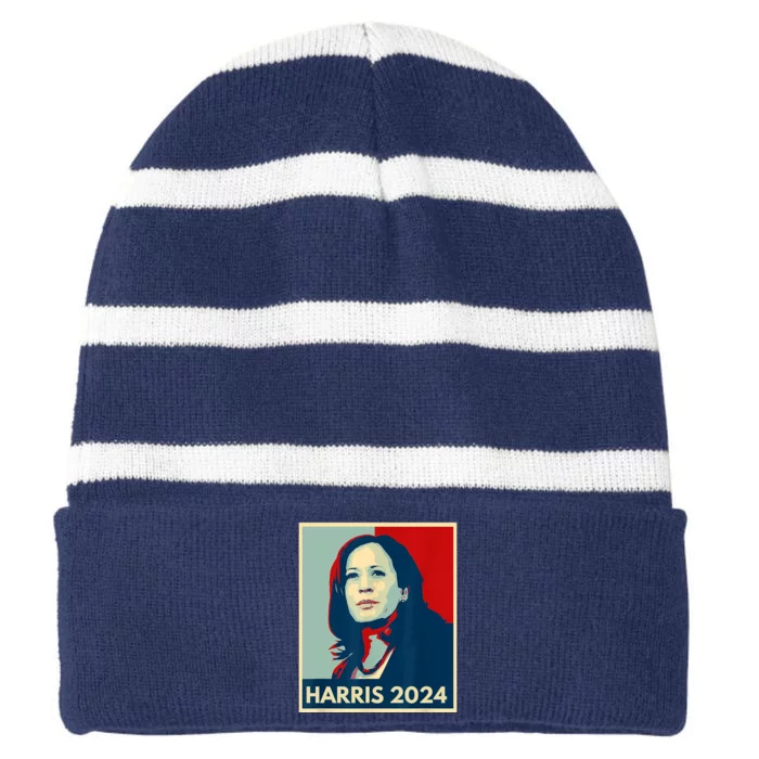 Kamala Harris For President 2024 Eleciton Striped Beanie with Solid Band