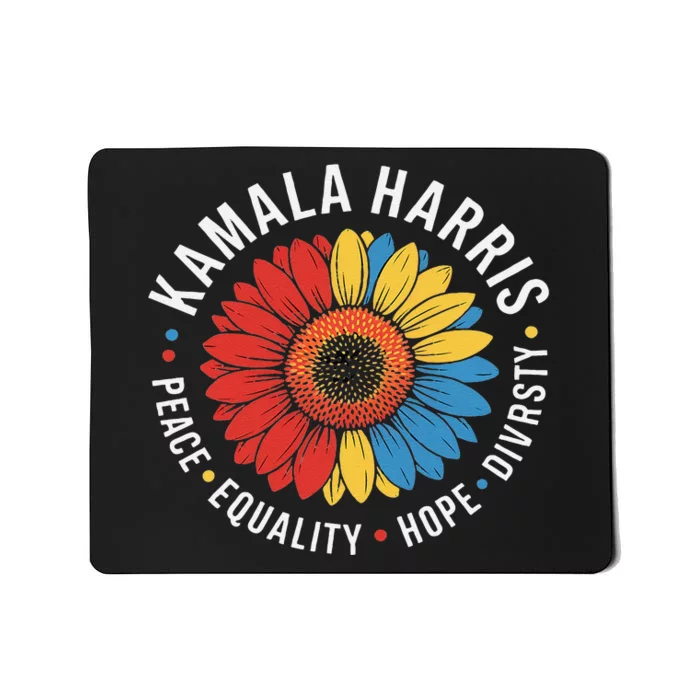 Kamala Harris Floral Peace Love Diversity Equality Mousepad