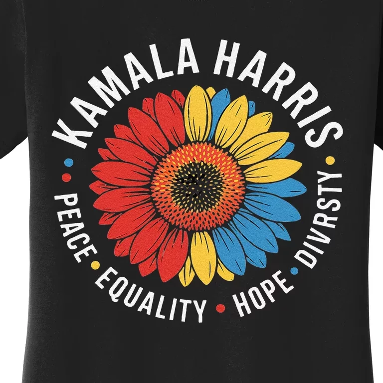 Kamala Harris Floral Peace Love Diversity Equality Women's T-Shirt