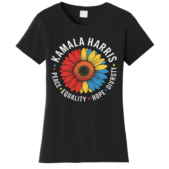 Kamala Harris Floral Peace Love Diversity Equality Women's T-Shirt