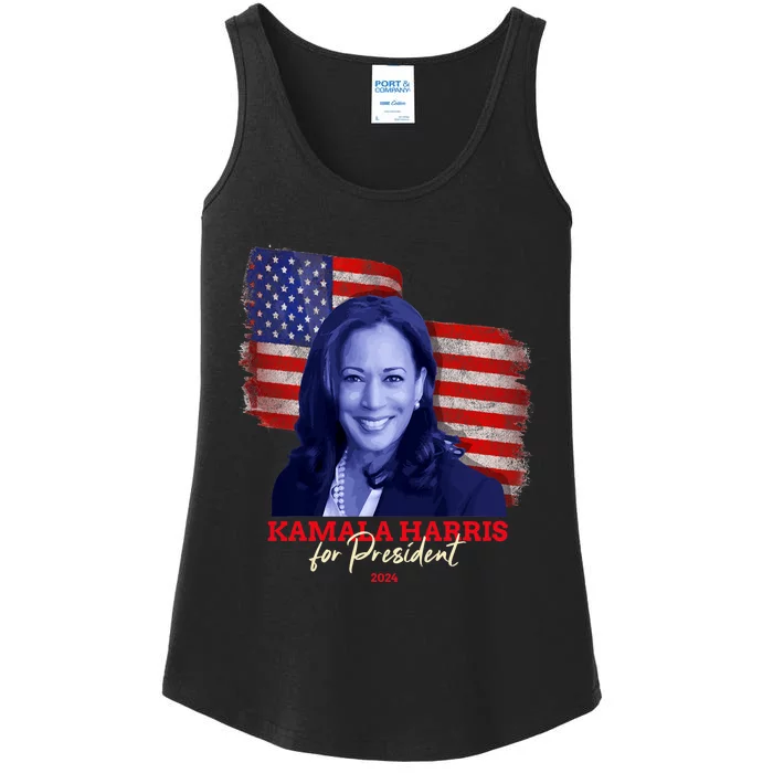 Kamala Harris For President 2024 Madam Vice President Ladies Essential Tank