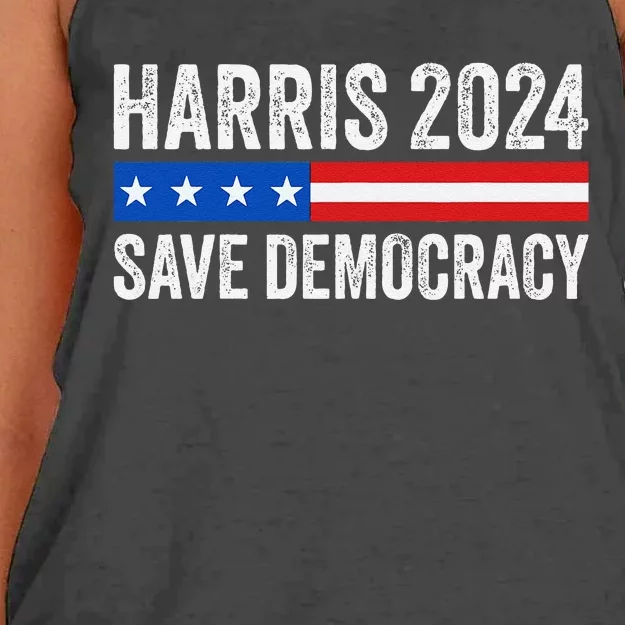 Kamala Harris For President 2024 Save Democracy Gift Women's Knotted Racerback Tank