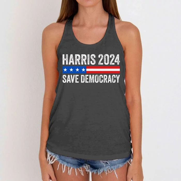 Kamala Harris For President 2024 Save Democracy Gift Women's Knotted Racerback Tank