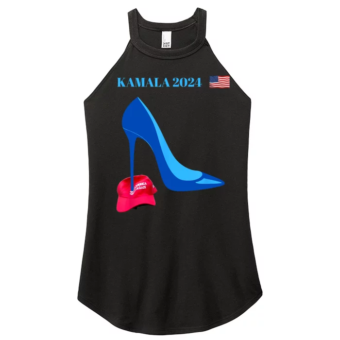 Kamala Harris For President 2024 High Heel Crushed Maga Hat Women’s Perfect Tri Rocker Tank