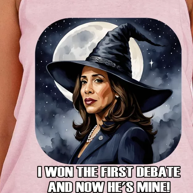 Kamala Harris Funny Debate Election 2024 Won Witch Spell Women's Knotted Racerback Tank