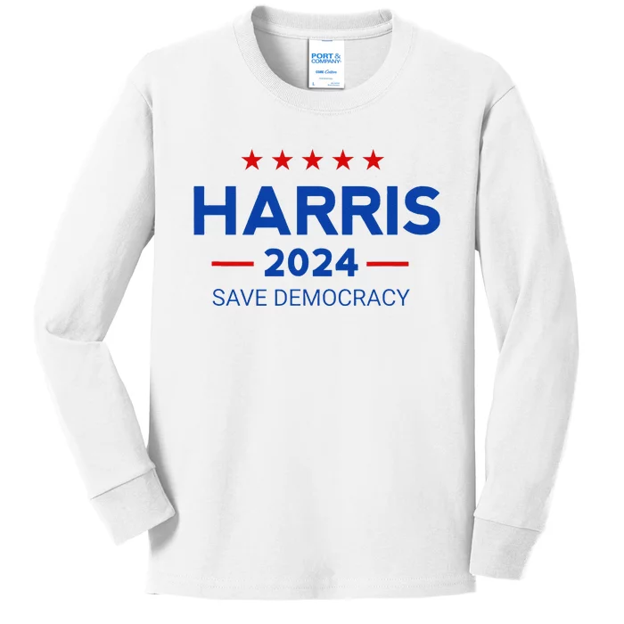 Kamala Harris For President Save Democray 2024 Gift Kids Long Sleeve Shirt