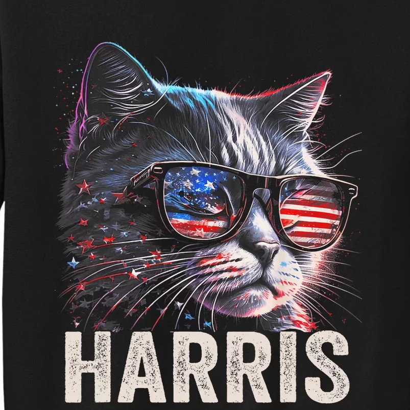 Kamala Harris For President 2024 Funny Cat Graphic Tall Sweatshirt