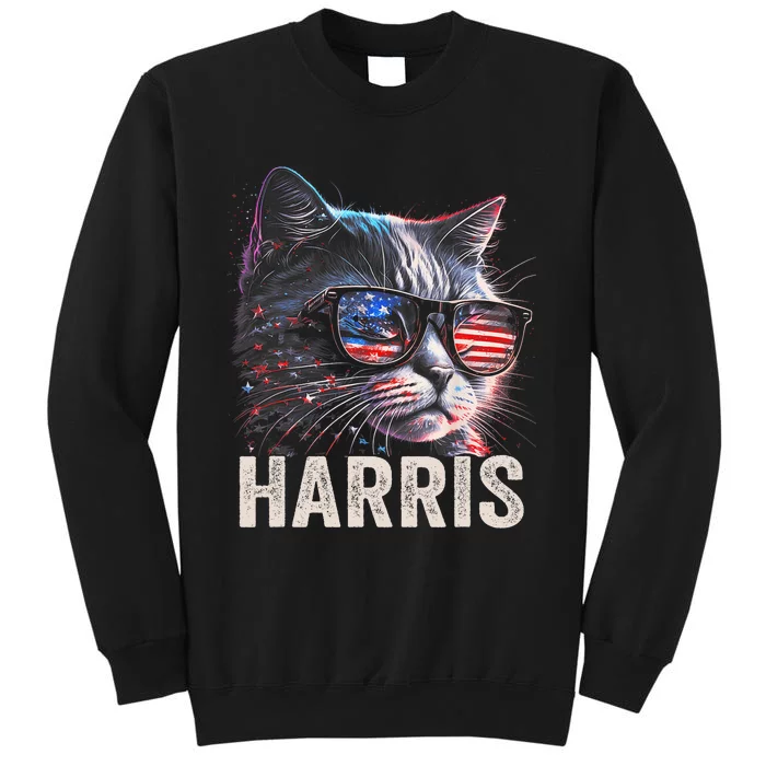 Kamala Harris For President 2024 Funny Cat Graphic Tall Sweatshirt