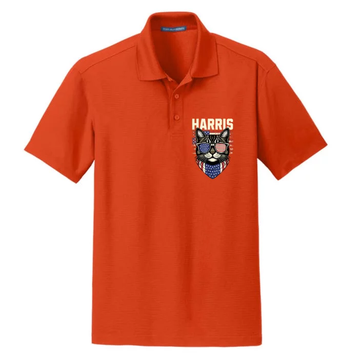 Kamala Harris For President 2024 Funny Cat Lady Graphic Dry Zone Grid Performance Polo