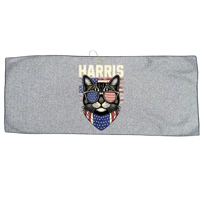 Kamala Harris For President 2024 Funny Cat Lady Graphic Large Microfiber Waffle Golf Towel