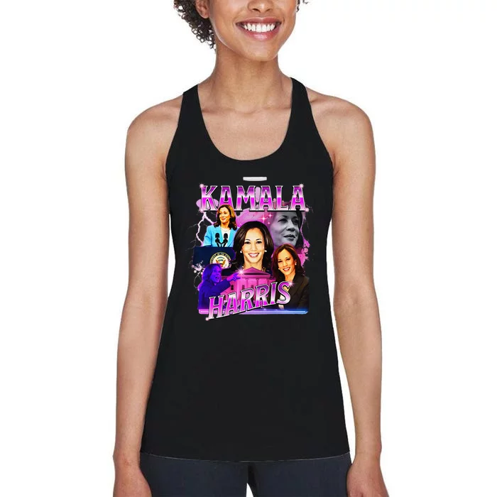 Kamala Harris For President 2024 Bootleg Rap Style Campaign Women's Racerback Tank