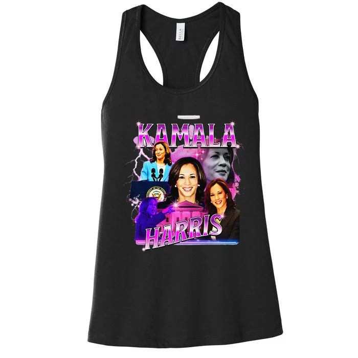 Kamala Harris For President 2024 Bootleg Rap Style Campaign Women's Racerback Tank