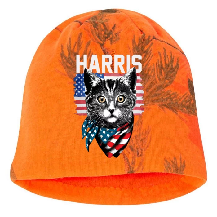 Kamala Harris For President 2024 Funny Cat Lady Kati - Camo Knit Beanie