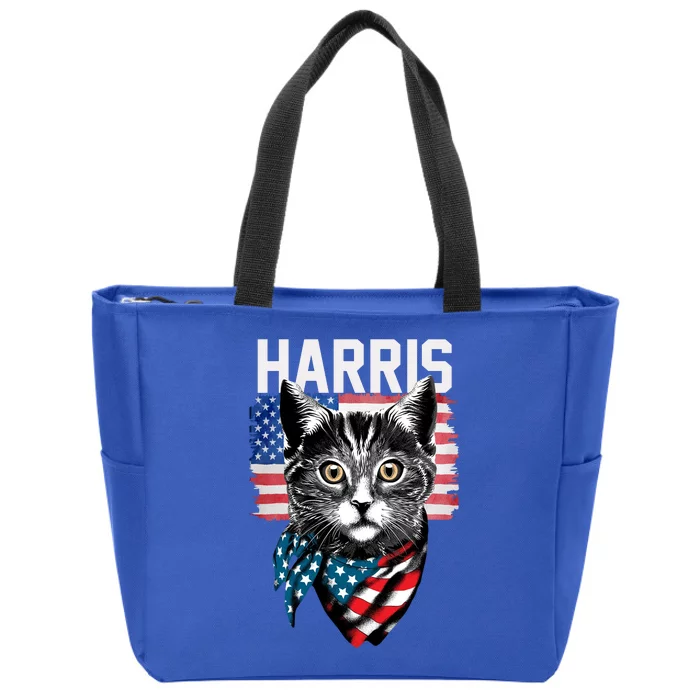 Kamala Harris For President 2024 Funny Cat Lady Zip Tote Bag