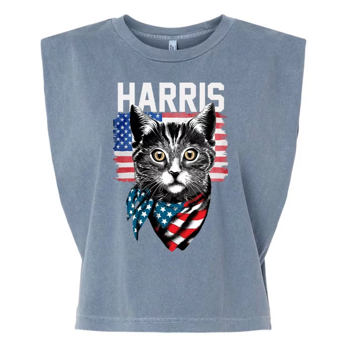 Kamala Harris For President 2024 Funny Cat Lady Garment-Dyed Women's Muscle Tee