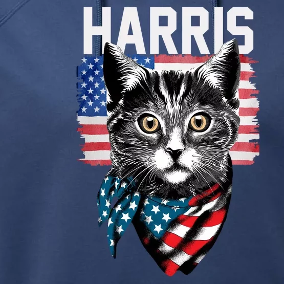 Kamala Harris For President 2024 Funny Cat Lady Performance Fleece Hoodie