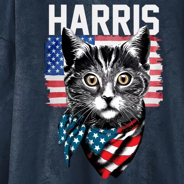 Kamala Harris For President 2024 Funny Cat Lady Hooded Wearable Blanket