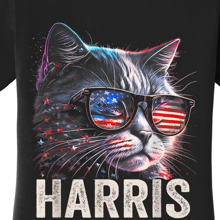 Kamala Harris For President 2024 Funny Cat Graphic Women's T-Shirt