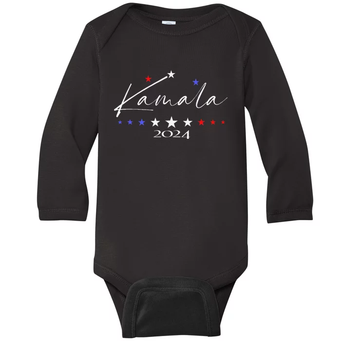 Kamala Harris For President For Our Future 2024 Us Election Baby Long Sleeve Bodysuit