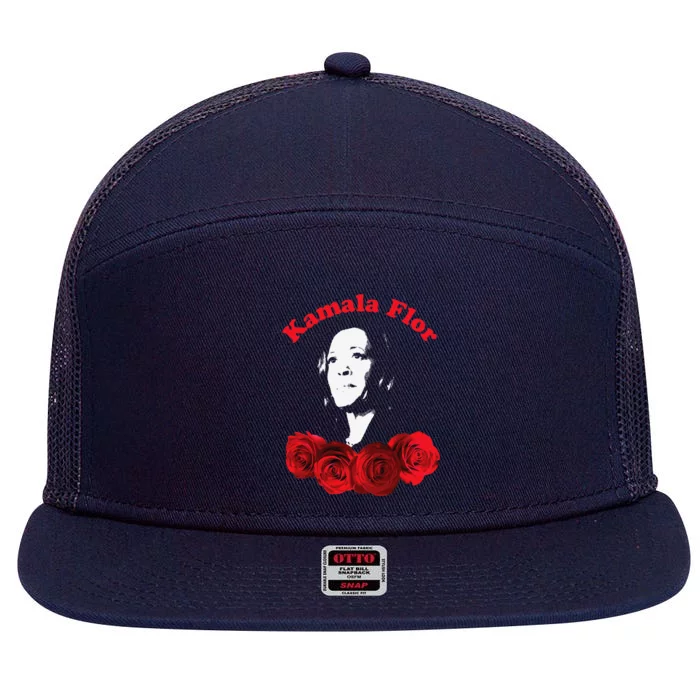 Kamala Harris For President Mexicans For Kamala Kamala Flor 7 Panel Mesh Trucker Snapback Hat