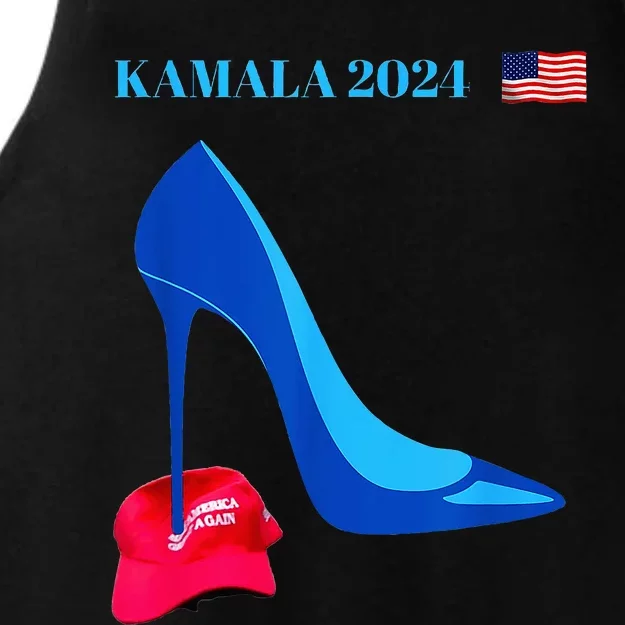 Kamala Harris For President 2024 High Heel Crushed Maga Hat Ladies Tri-Blend Wicking Tank