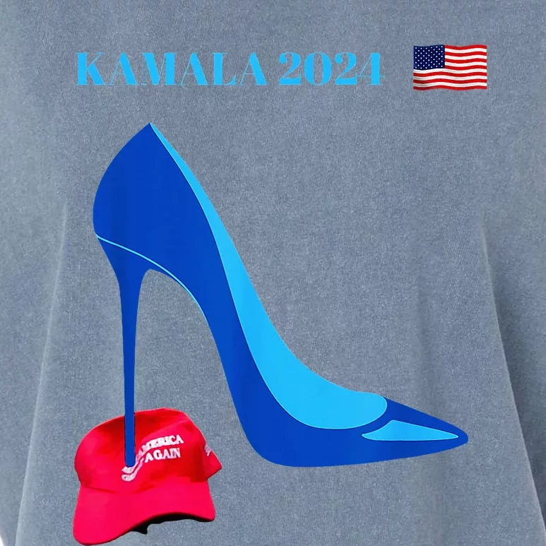 Kamala Harris For President 2024 High Heel Crushed Maga Hat Garment-Dyed Women's Muscle Tee