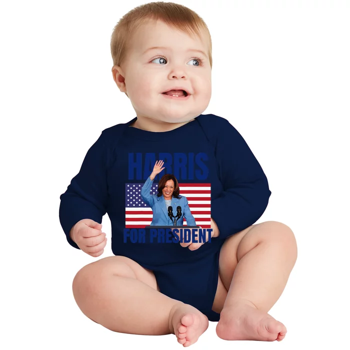 Kalama Harris For President 2024 Baby Long Sleeve Bodysuit