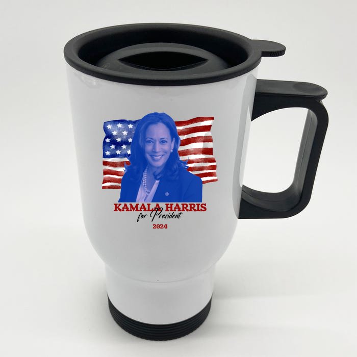 Kamala Harris For President Usa 2024 Madam Front & Back Stainless Steel Travel Mug