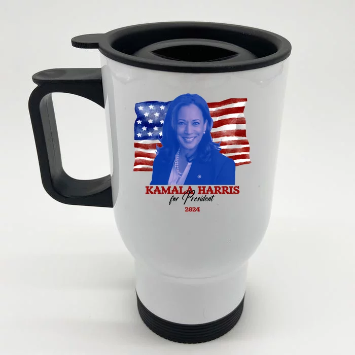 Kamala Harris For President Usa 2024 Madam Front & Back Stainless Steel Travel Mug