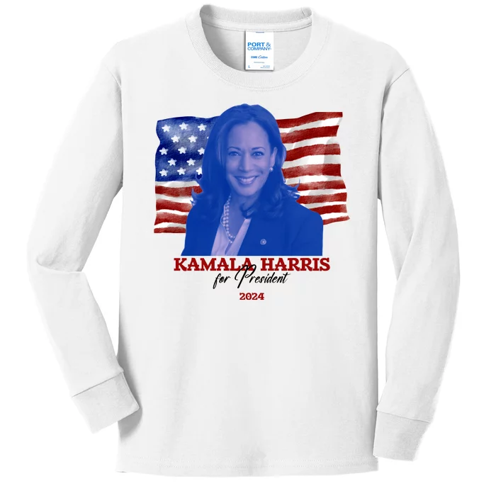 Kamala Harris For President Usa 2024 Madam Kids Long Sleeve Shirt