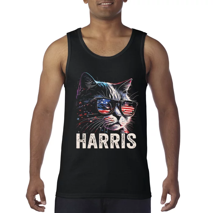 Kamala Harris For President 2024 Funny Cat Graphic Tank Top